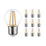 Multipack 10x Noxion Lucent Lustre LED E27 Esférica con Filamento Clara 2.5W 250lm - 827 Luz muy Cálida - Reemplazo 25W