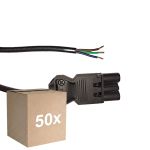Multipack 50x Noxion GST - Compatible Cable de alimentación Negro - Macho + Extremos abiertos - 2m - 3 pole 0,75mm2